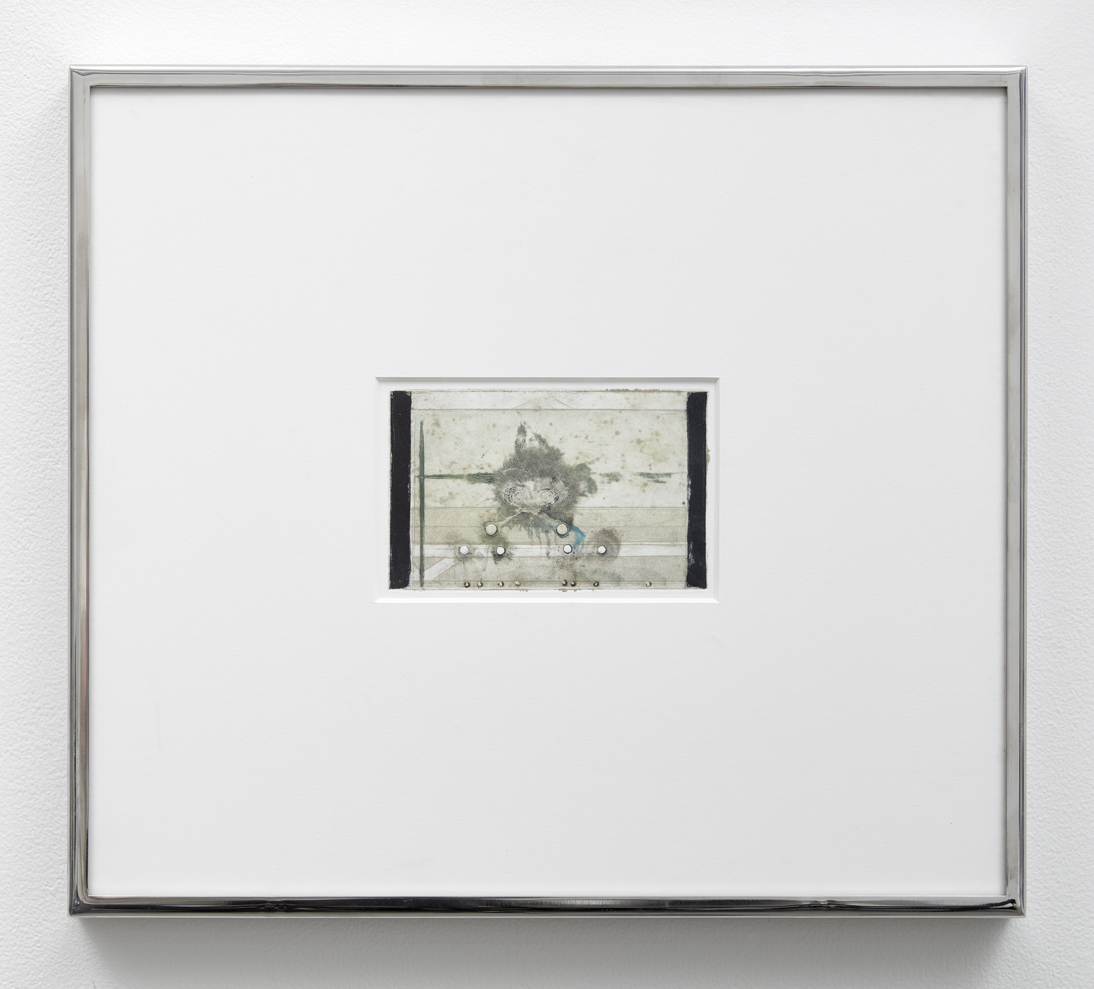 <i>Festhalle II</i>, 2024. Multilayered Intaglio on paper, Stainless steel frame, 16 x 18 1/8 in (40.5 x 46 cm)